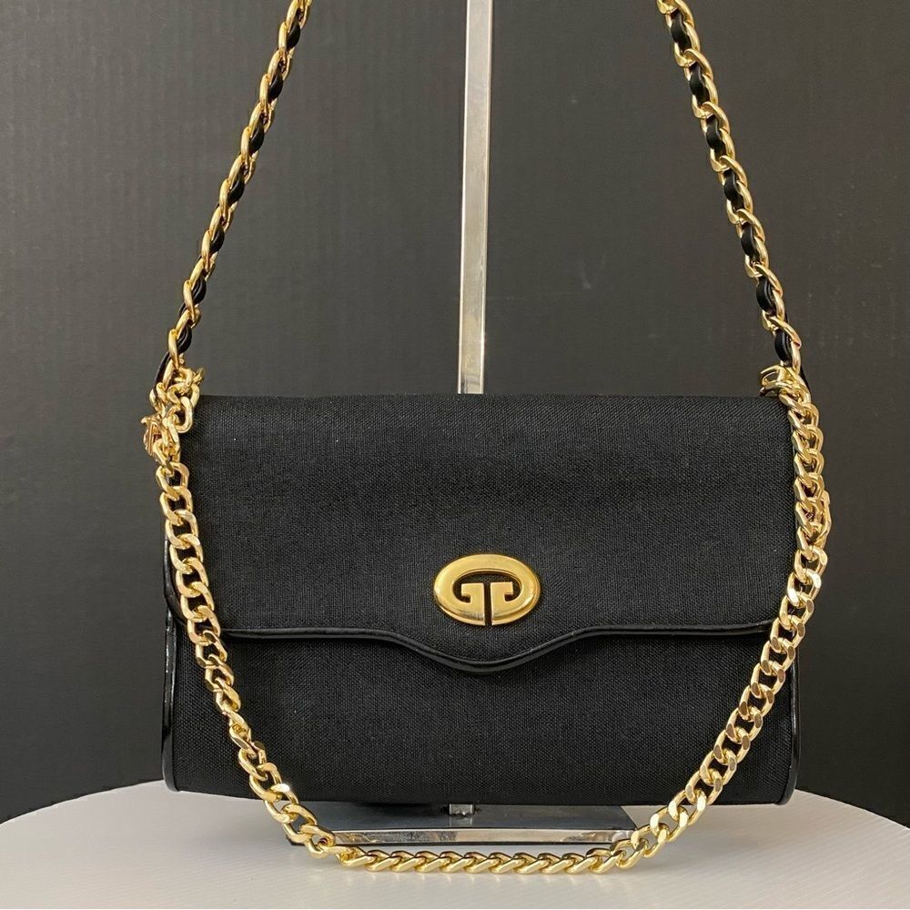 GUCCI Vintage Nylon Fabric/Leather Clutch Crossbody Shoulder Bag 💼 Black